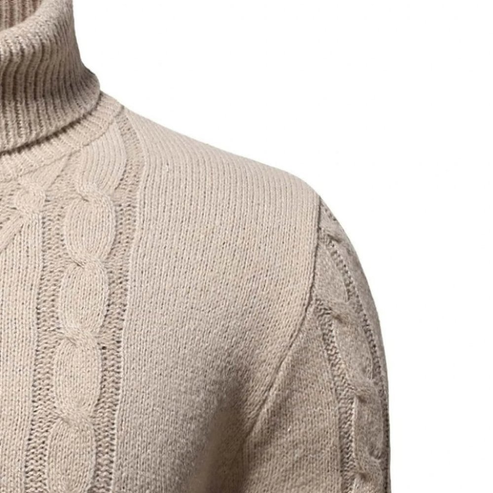 Khaki Mens Turtle Neck Sweater - Picture 5 of 5